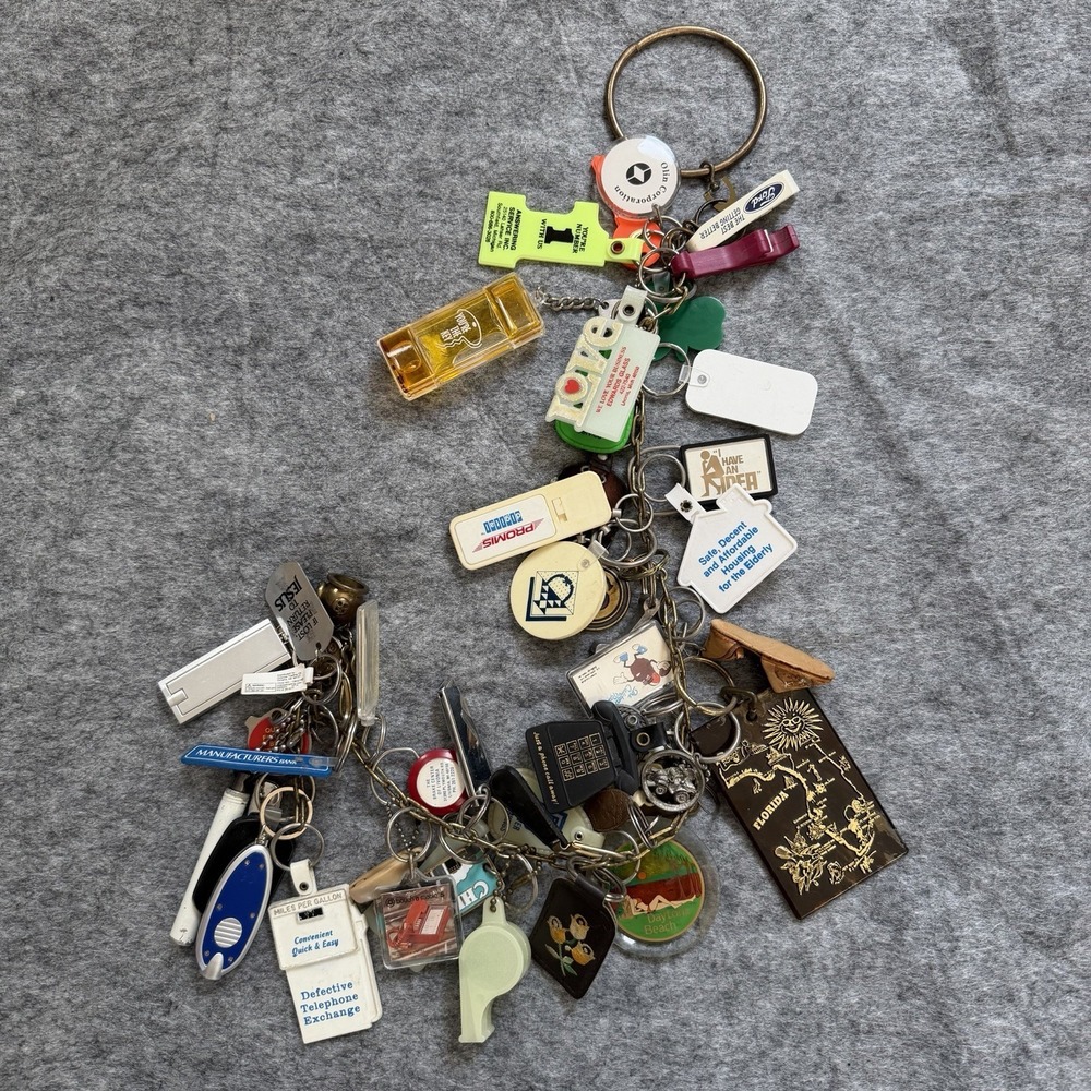 Collectible Keychains Lot of 50+ Vintage Mixed Ford Michigan Bell Florida Retro